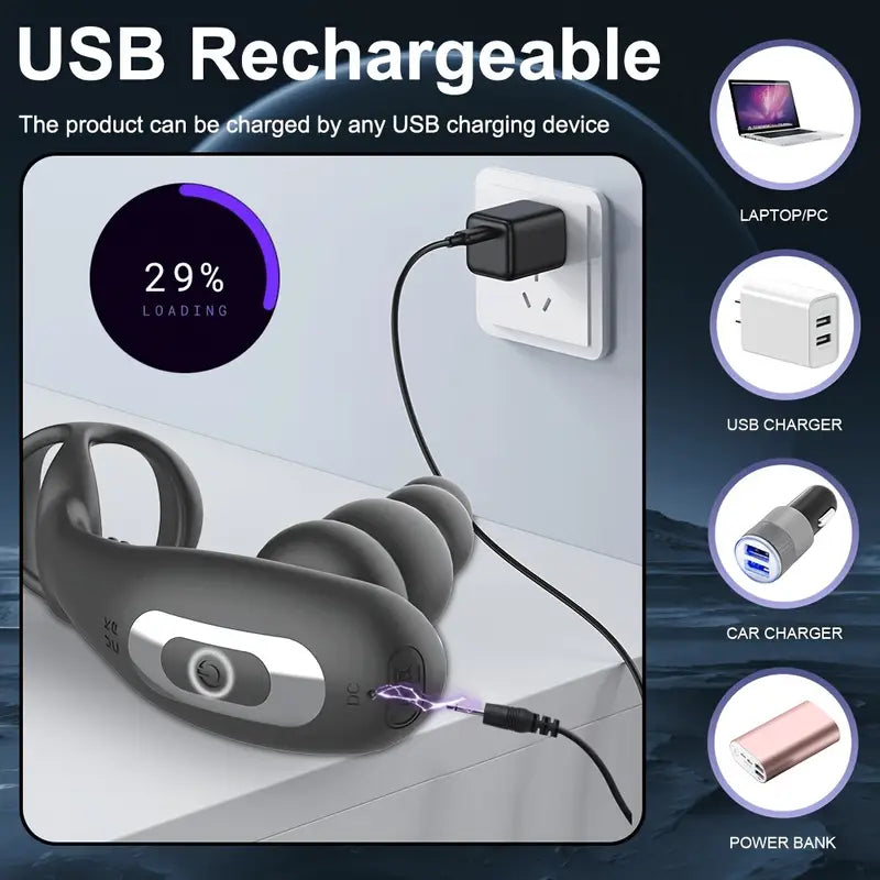 10 Vibration Modes 360° Rotation Thrusting Anal Vibrator with Remote Control