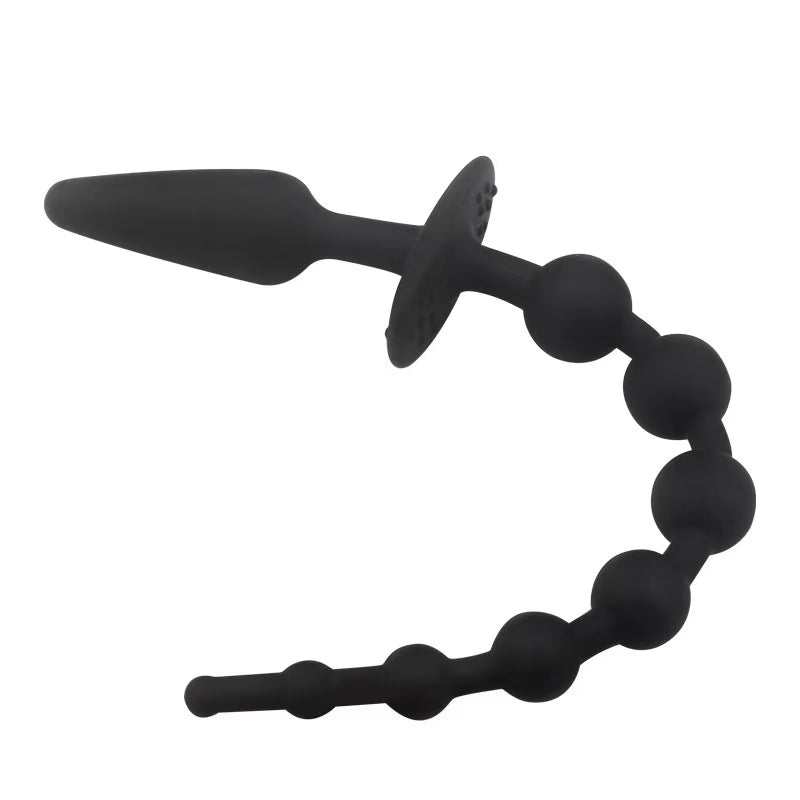 Anal Beads Play Silicone Butt Plug Safe Pull Ring SM Fetish Anal Plug