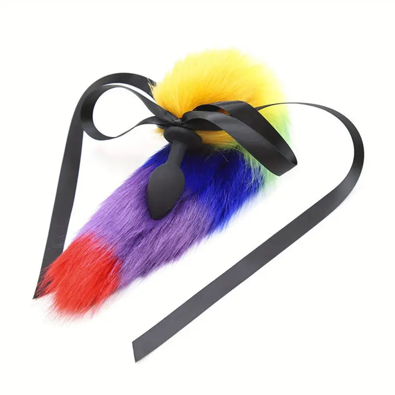 Anal Plug with Faux Tail Cosplay Silicone Butt Plug Adult Toy For Women