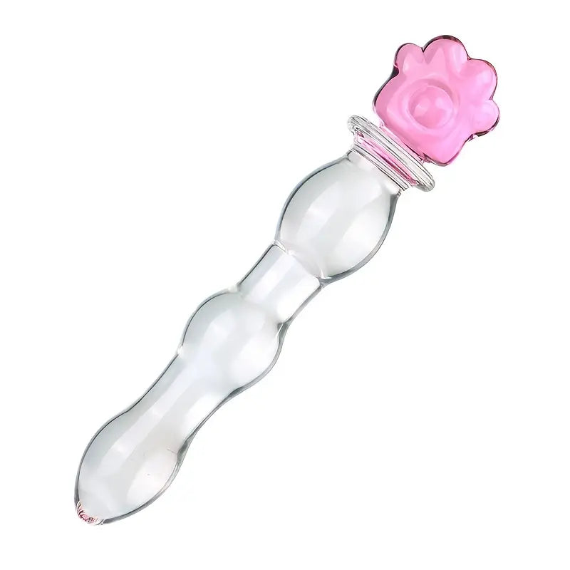 Heart-Shaped Glass Crystal Dildo Anal Plug With Beads Erotic Toy For Men