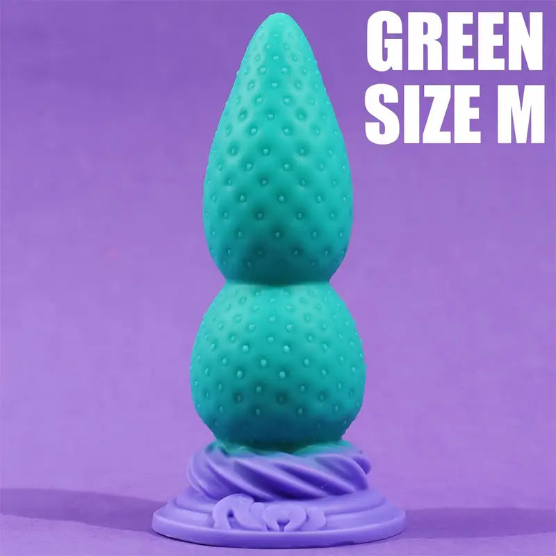 Super Soft Strawberry-Shaped Liquid Silicone Double Size Anal Plug