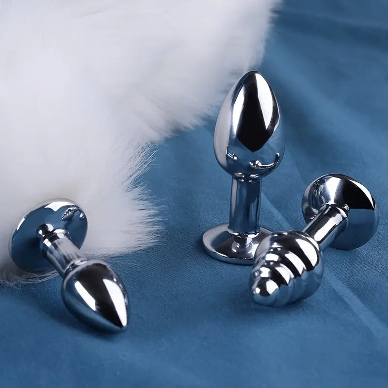 Detachable Faux Fur Fox Tail Metal Anal Plug Role-playing Anal Sex Toy