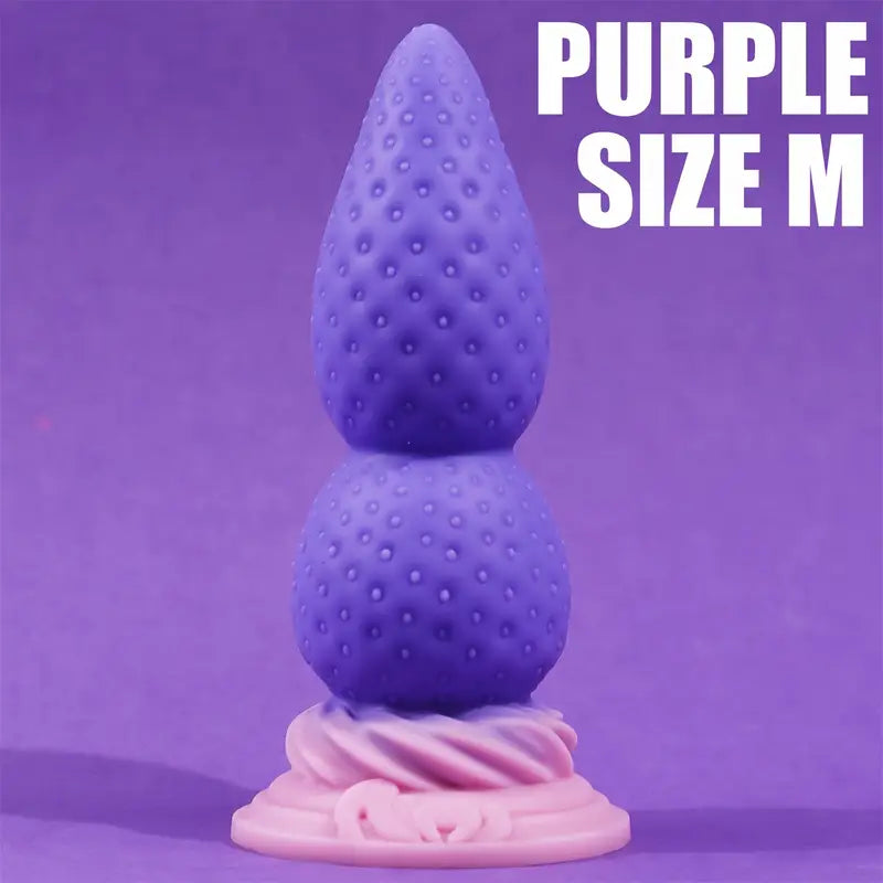 Super Soft Strawberry-Shaped Liquid Silicone Double Size Anal Plug