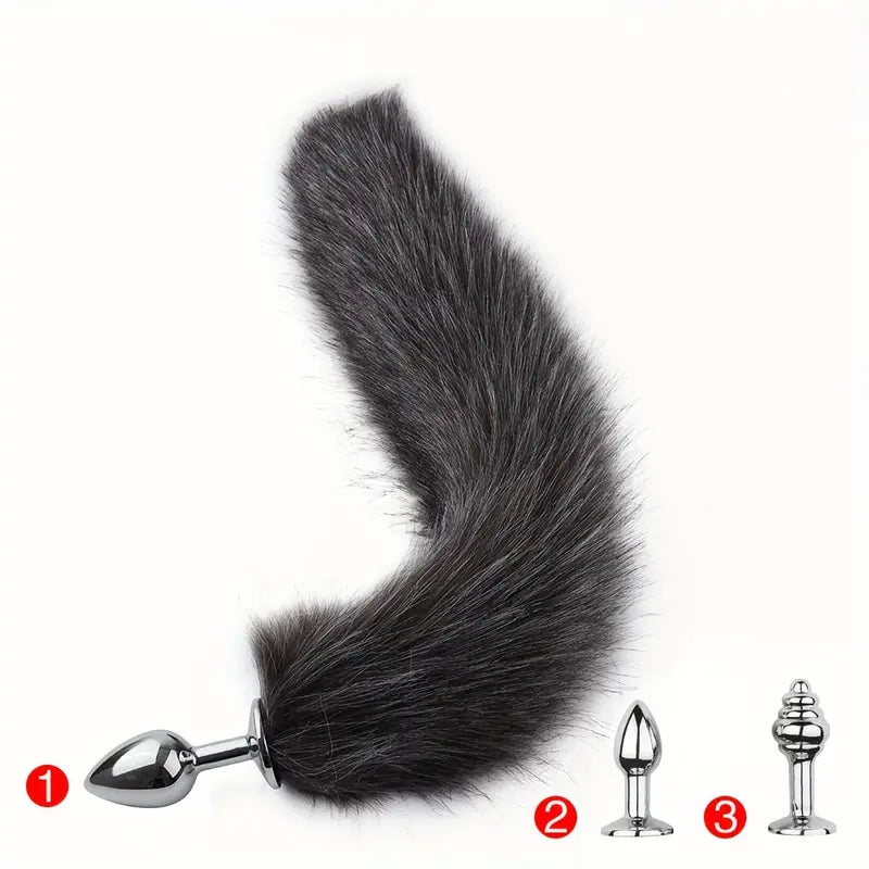 Detachable Faux Fur Fox Tail Metal Anal Plug Role-playing Anal Sex Toy