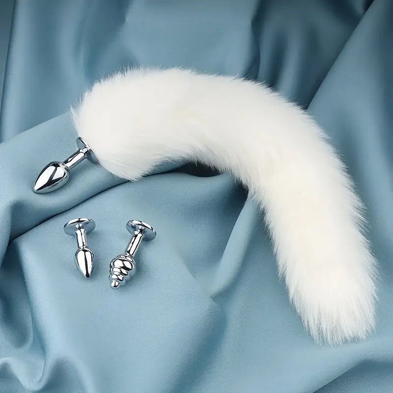 Detachable Faux Fur Fox Tail Metal Anal Plug Role-playing Anal Sex Toy