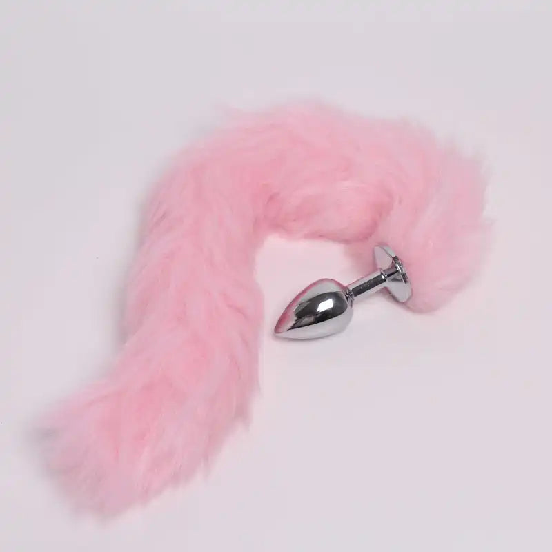Fur Anal Fox Tail Metal Heads Butt Plug Adult Game Insert Stopper Set