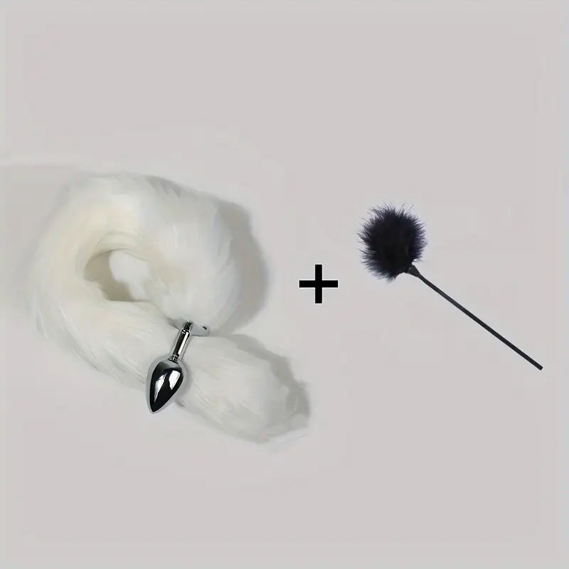 Anal Plug Tail Plus Feather Gradient Color Metal Anal Plug Tail Erotic Supplies