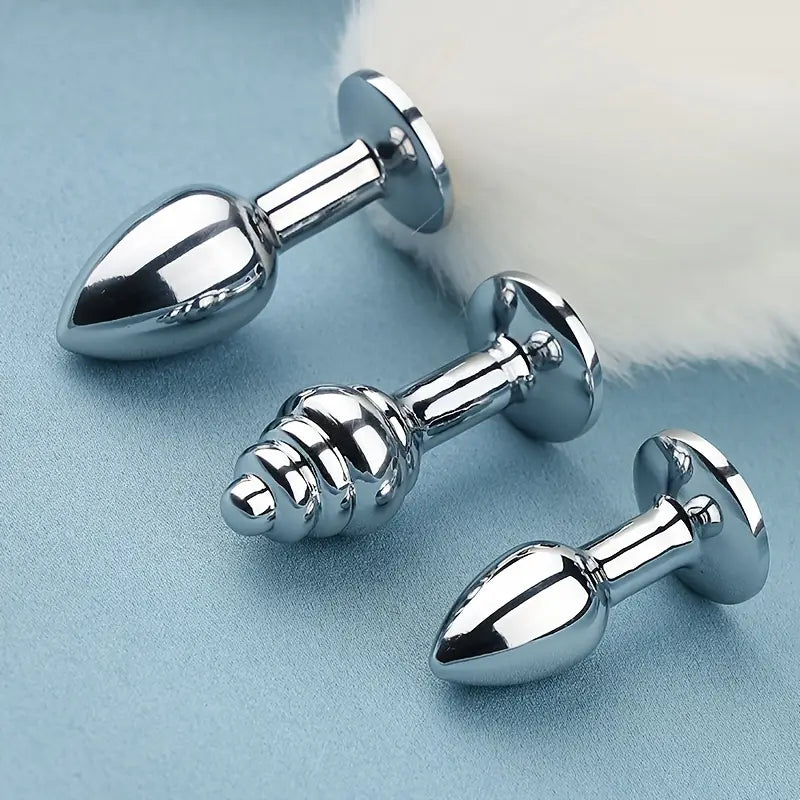 Detachable Faux Fur Fox Tail Metal Anal Plug Role-playing Anal Sex Toy