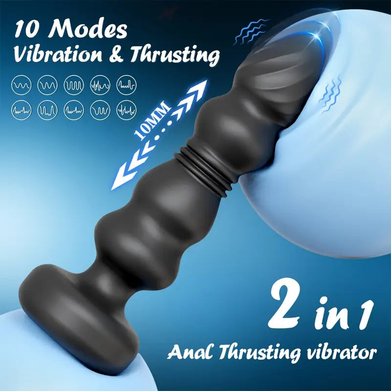 Thrusting Vibrating Prostate Massager Anal Dildo Vibrator 10 Modes