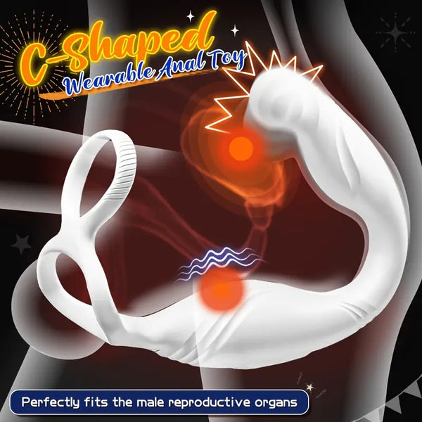 Rotating Anal Vibrator Prostate Massager C-Shaped Penis Ring Adult Anal Toy