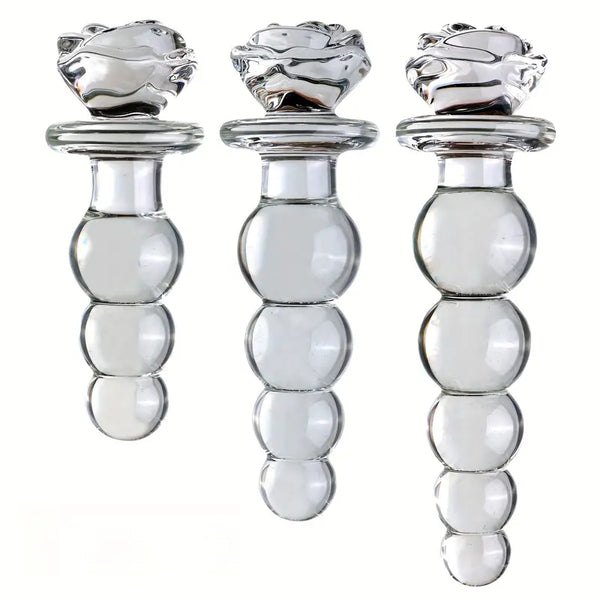 Transparent Rose Bead Anal Plug Anal Masturbation And Expansion Tool