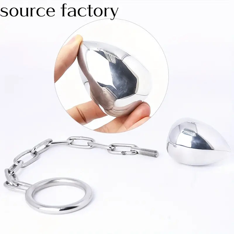Large Metal Stainless Steel Detachable Chain Anal Plug Adult Sex Toy