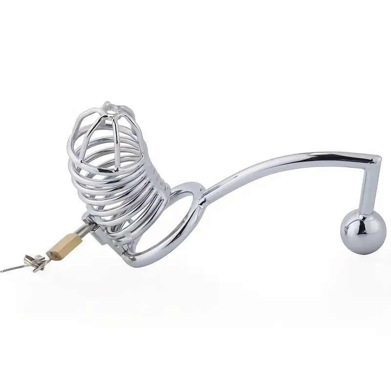 Erotic Toy Kit Anal Plug Metal Chastity Cage Urethral Lock Anal Hook