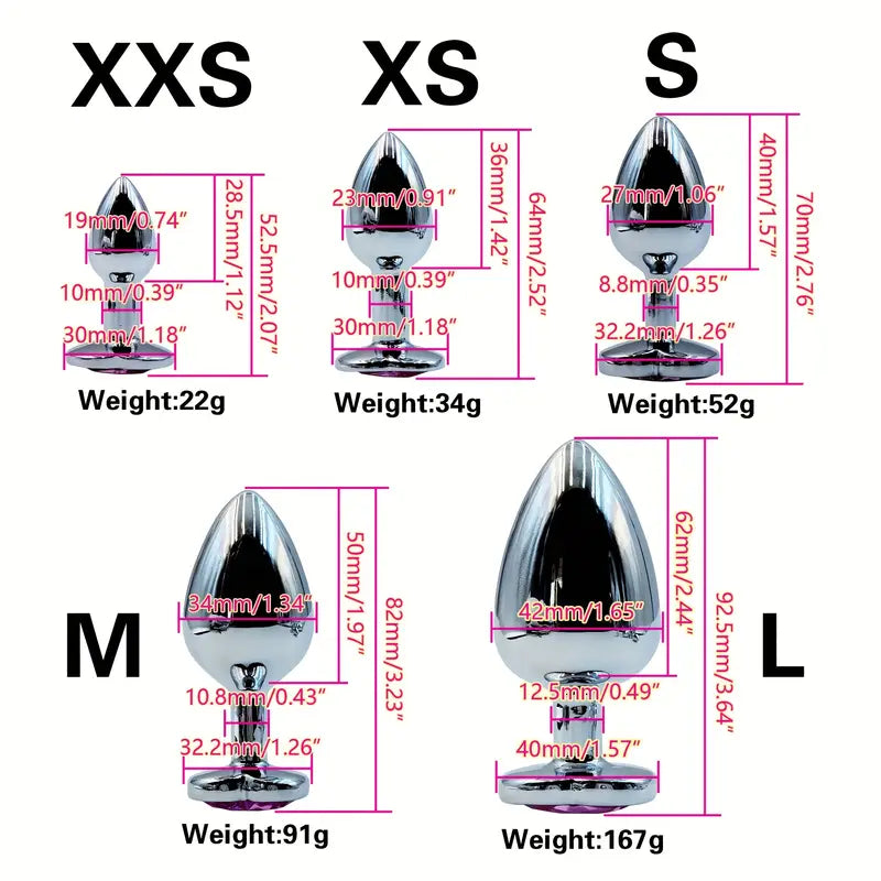 Metal Anal Plug Jewelry Base For Beginner To Expert 5 Size Butt Plug