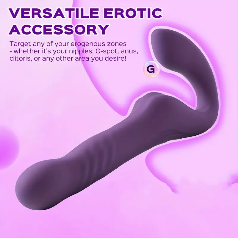 Strapless Strap-On G-Spot Dildo Vibrator 3 Thrusting 10 Vibrating Modes
