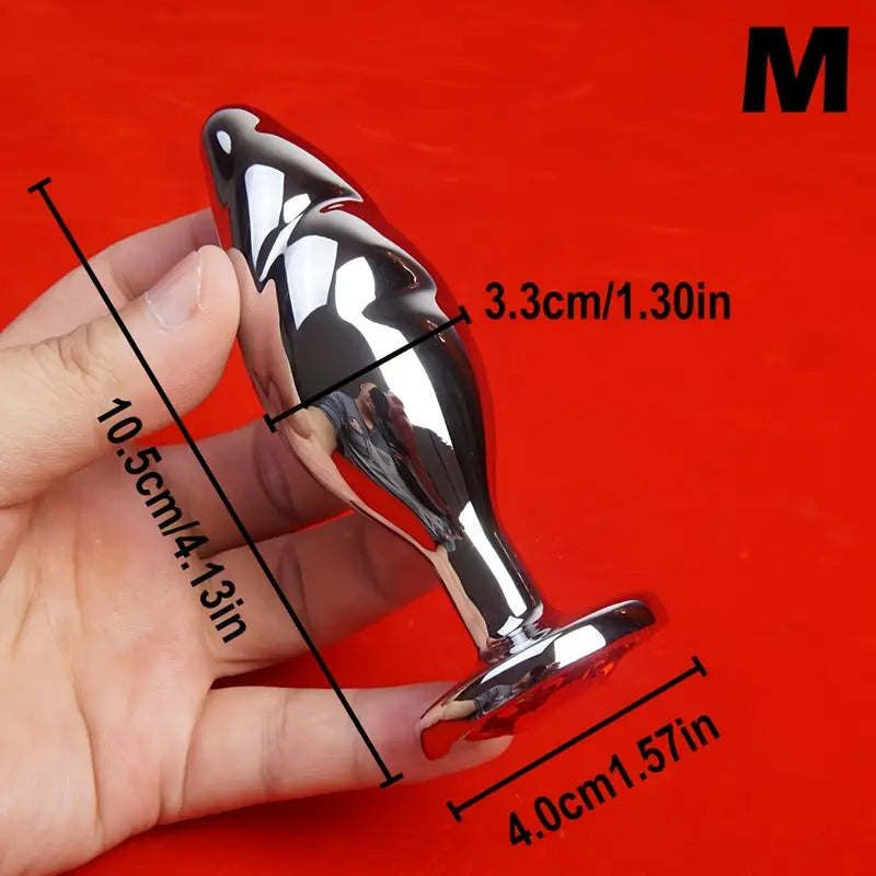 Aluminum Alloy Metal Butt Plug With Crystal Base Anal Training Trainer