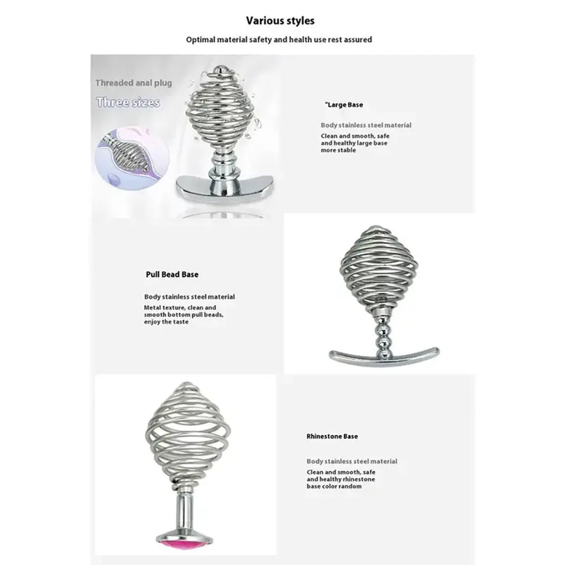 Stainless Steel Anal Plug Ribbed Stopper Design Hollow Metal Butt Plug