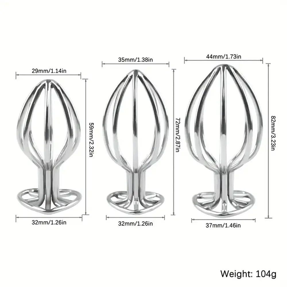 Silvery Heart-shaped Cut-out Metal Anal Plug For Anal Expansion