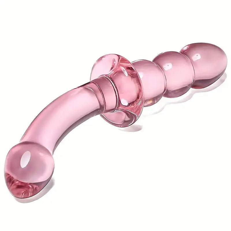 Pink Glass Dildo Anal Plug Self-Wrist Handheld Massage Anal Beads