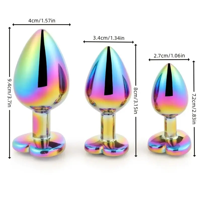 Rainbow Gradient Color Colorful Crystal Metal Princess Anal Plug