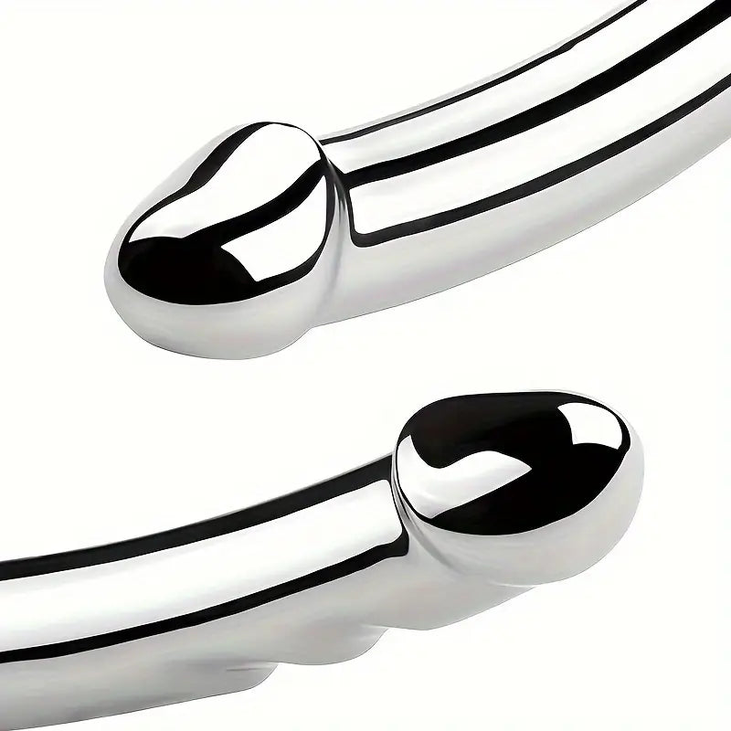 Metal Anal Butt Plug Double Head Dildo Realistic Penis G-spot Stimulator