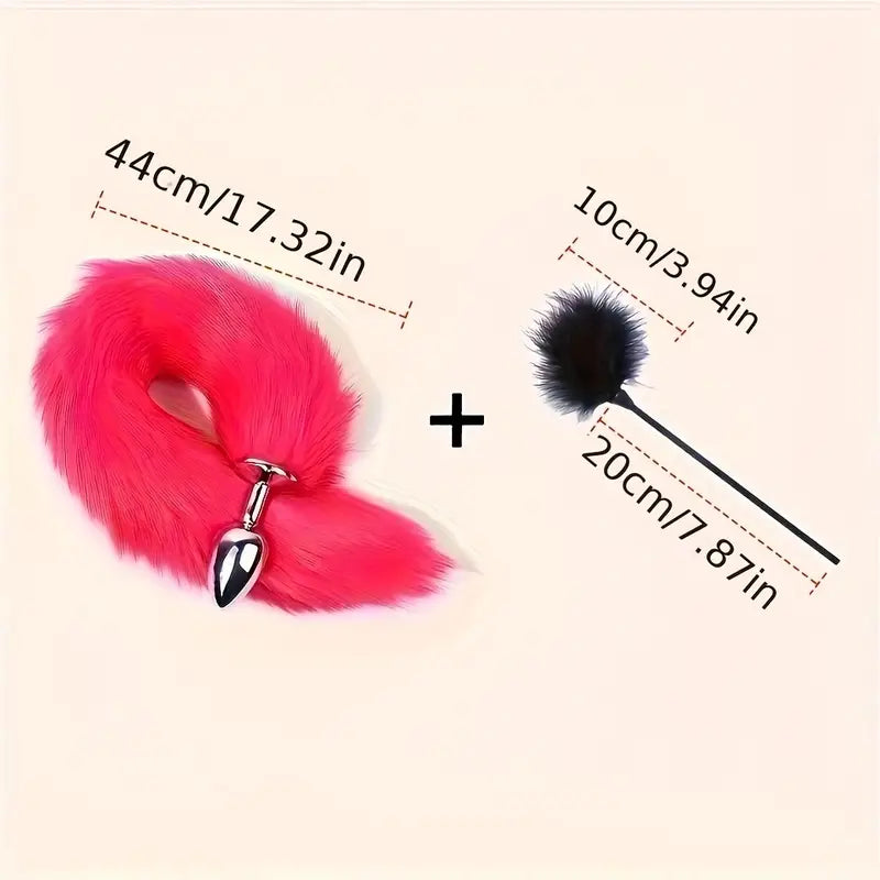 Anal Plug Tail Plus Feather Gradient Color Metal Anal Plug Tail Erotic Supplies