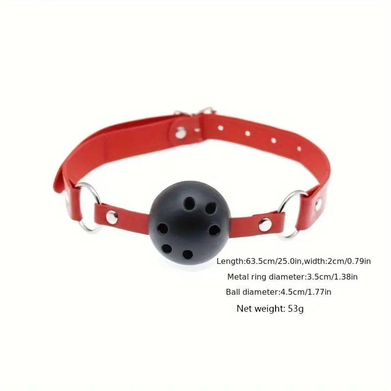 Eye Mask Mouth Ball Panties Four-piece Red Black Fox Tail Anal Plug