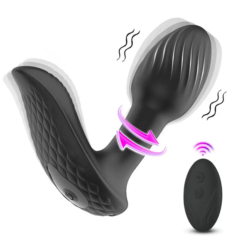 9 Vibrating Rotating Silicone Remote Control Butt Plug For Couples Sex