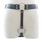 Faux Leather Chastity Pants Vibrating Anal Plug Adjustable Straps Metal Rings