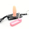 Faux Leather Chastity Pants Vibrating Anal Plug Adjustable Straps Metal Rings