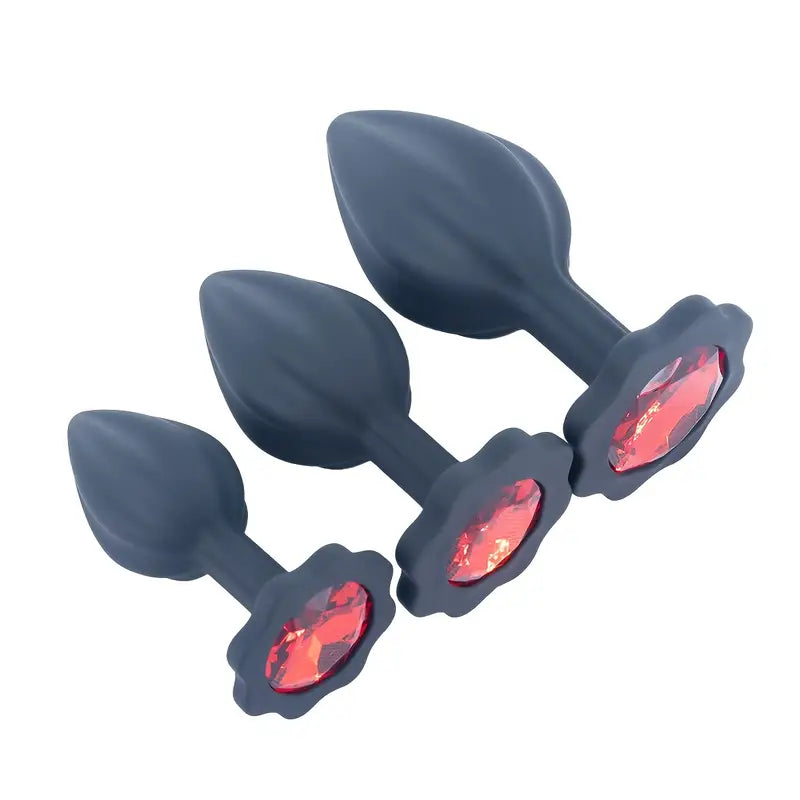 Silicone Anal Plug With Red Diamond Base Small G Spot Butt Plug For Beginners