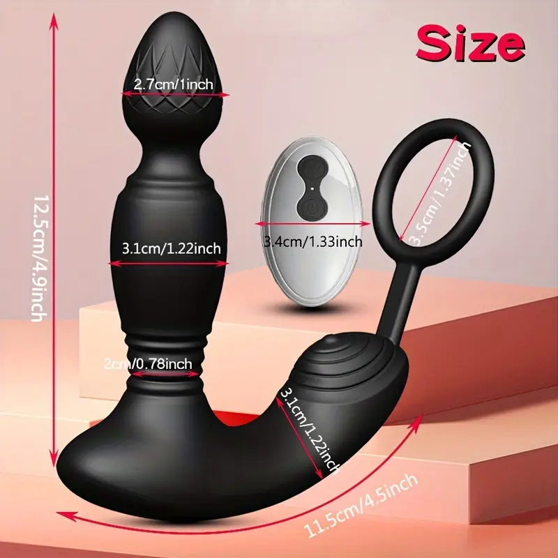 Thrusting 3 Motors Remote Control Telescopic With 10 Modes Anal Plug
