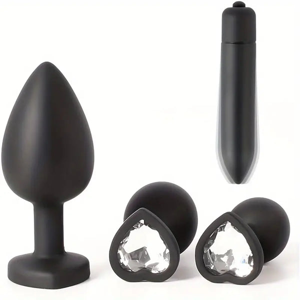 Jeweled Anal Training Set Metal Butt Plug Adult Trainer With Crystal Diamond