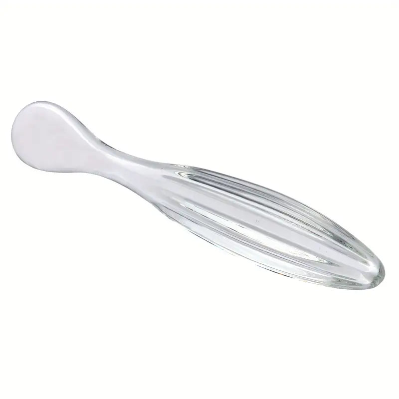 Ergonomic Handle Clear Glass Anal Plug G-Spot Massager With Ribbed Tex Ergonomic Handle Clear Glass Anal Plug G-Spot Massager With Ribbed Tex