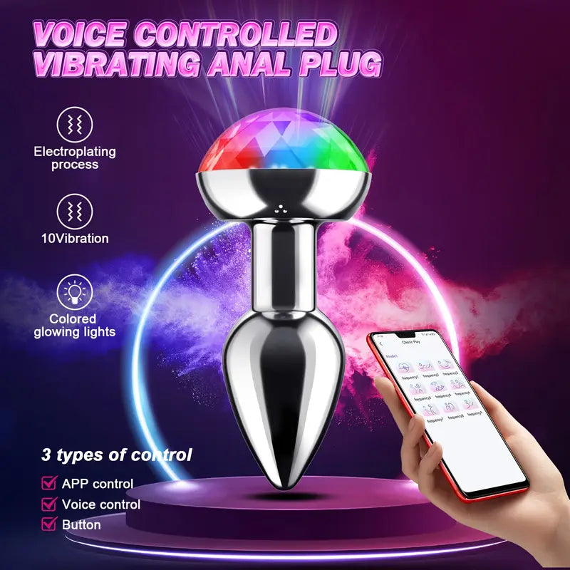 Voice-Controlled Luminous LED Anal Plug Vibrator Prostate Massager