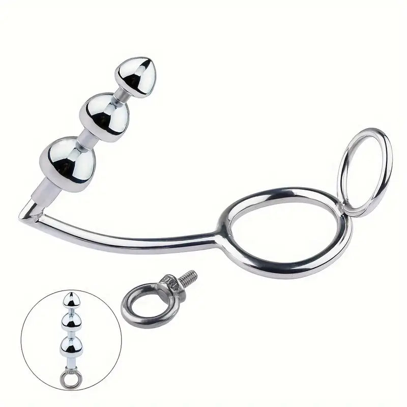 Multifunctional Metal Anal Plug Penis Ring Set Non-Latex Anal Sex Toy