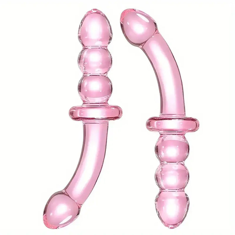 Pink Glass Dildo Anal Plug Self-Wrist Handheld Massage Anal Beads