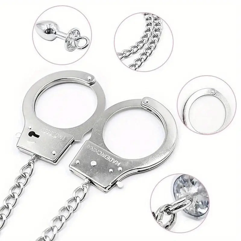 Handcuffs Anal Plug Butt BDSM Bondage Toy Anal Plug with Handcuffs