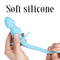 Soft Flexible Silicone Tail Anal Plug With Beads Blue Luminous Effect