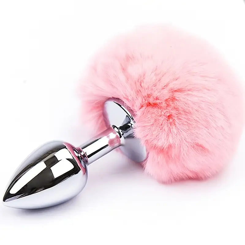 Rabbit Tail Metal Hairball Female Back Court Butt Plug Anal Sex Toy