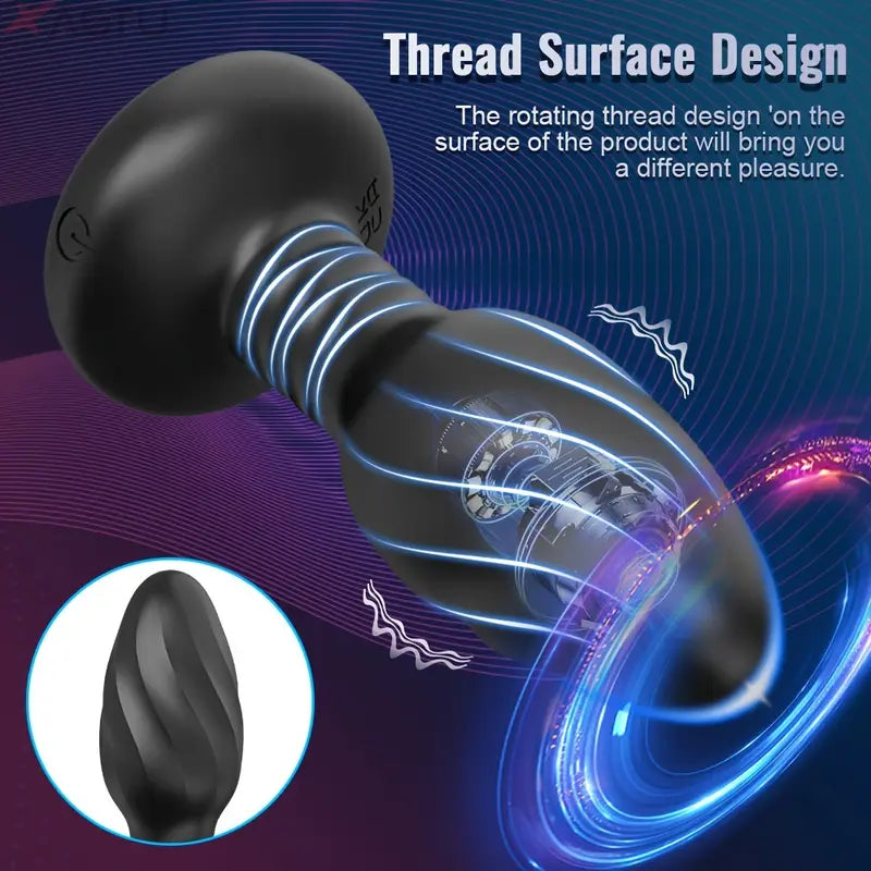 App-Controlled Vibrating Anal Plug Flashing Light Base 9 Rotating Prostate