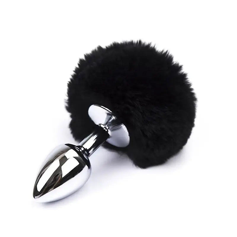 Rabbit Tail Metal Hairball Female Back Court Butt Plug Anal Sex Toy