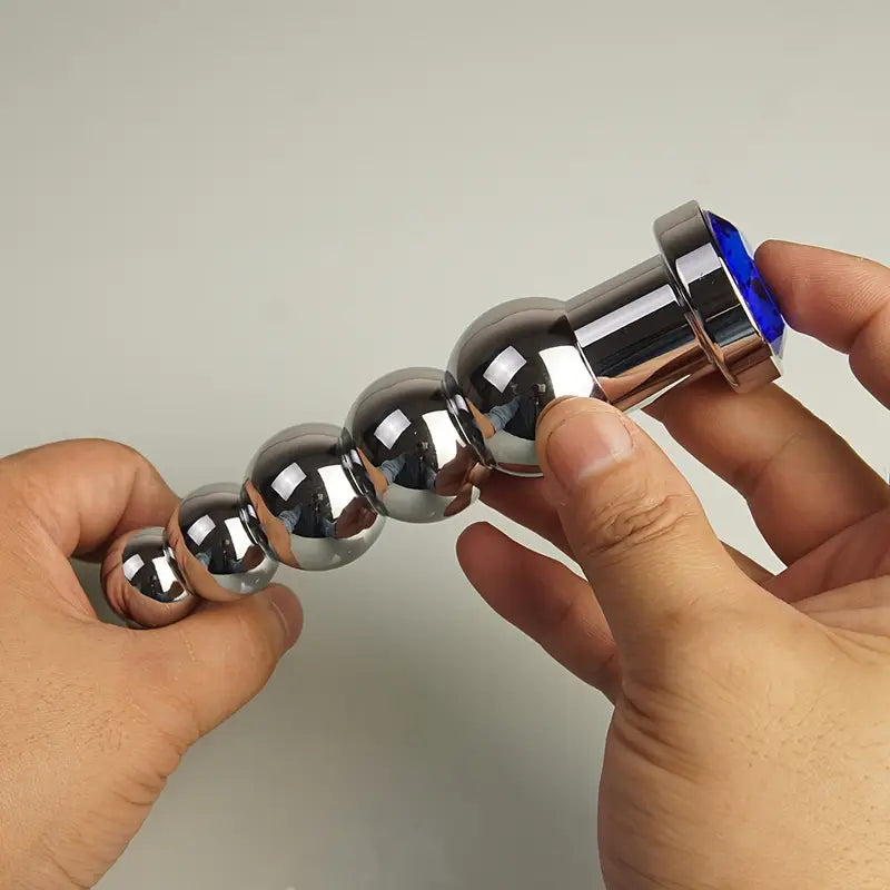 Heavy Duty Metal Anal Plug With 4 Beads Prostate Massage Butt Plug Heavy Duty Metal Anal Plug With 4 Beads Prostate Massage Butt Plug