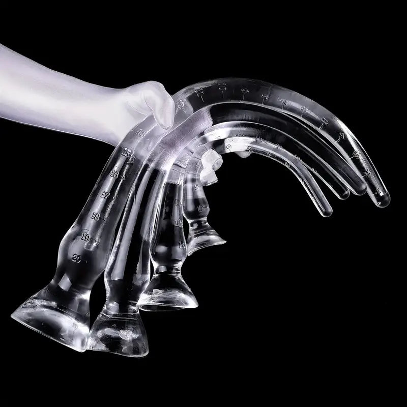 Crystal Butt Plug With Four Sizes PE Material With Engraved Scale Design