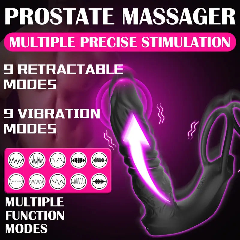 Thrusting Anal Vibrator 5-in-1 Vibrating Anal Plug Dildo Shaped Vibrator
