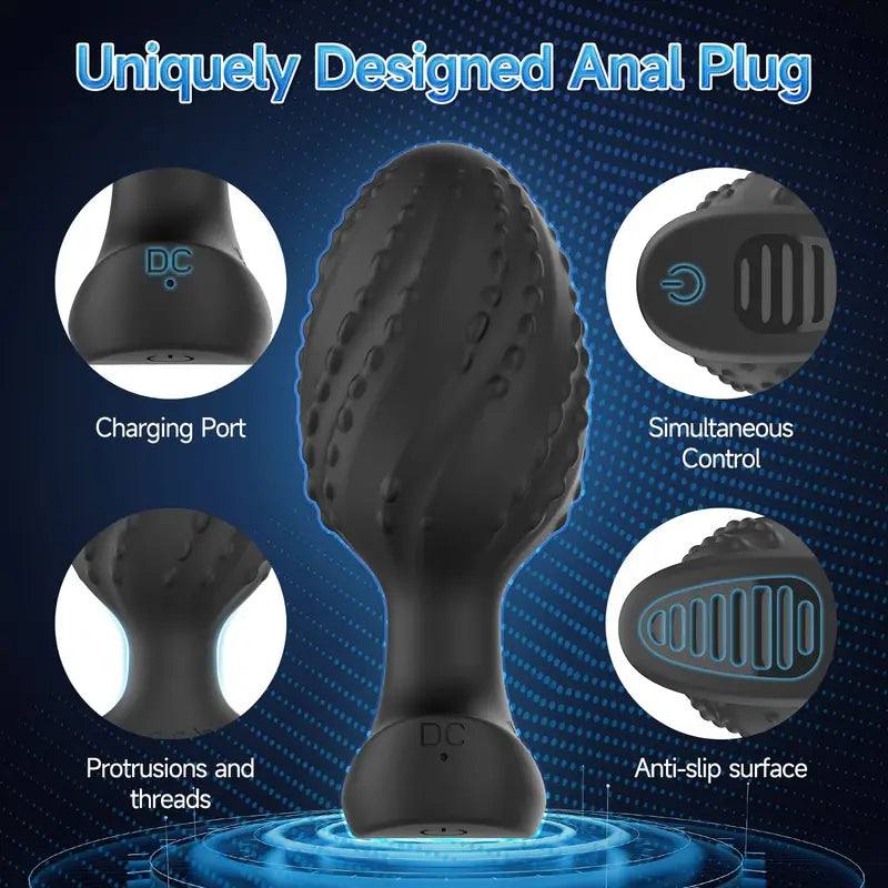 Silicone Anal Toy Butt Plug Training Kit With 9 Frequency Vibrating Anal Plug