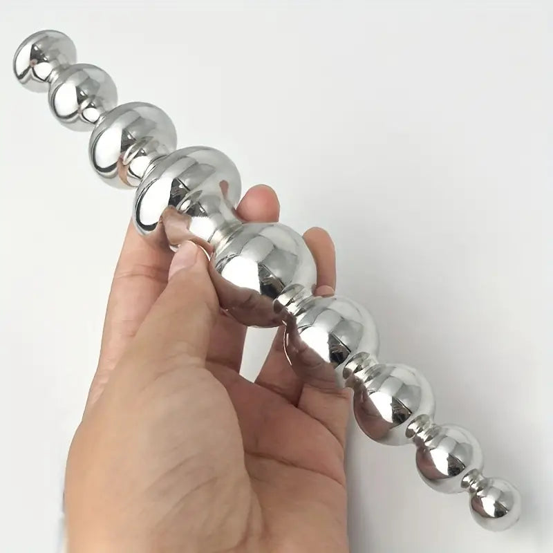 Sleek Metal Dual-Ended Anal Beads Plug Suitable For Both Men Women