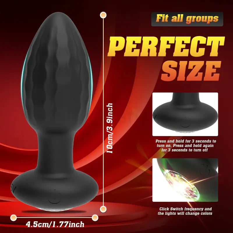 10 Modes Vibrating Butt Plug With Crystal Diamond Light Up Base APP Vibrator