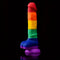 8.27in Rainbow Color Realistic Dildo Liquid Silicone Sex Toy Anal Butt Plug