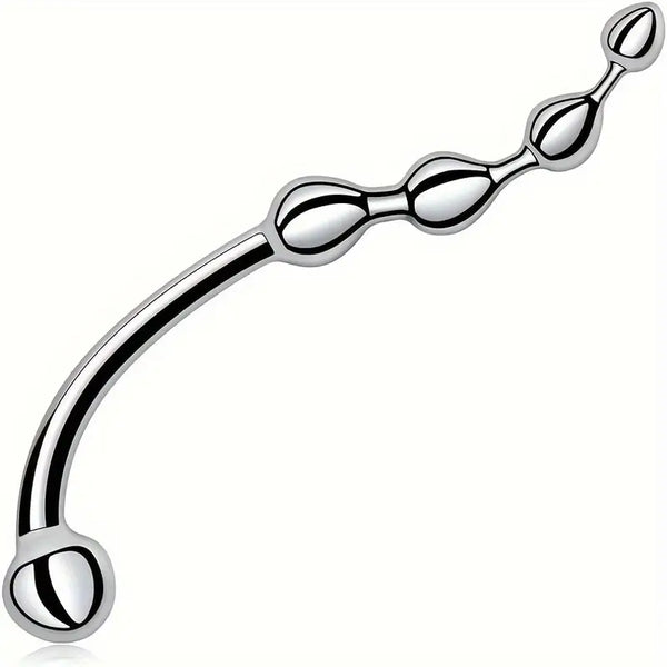 S-Shaped Gradient Bead Design Metal Butt Plug Waterproof Anal Hook